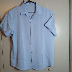 Coofandy 2XL Blue Short Sleeve Shirt Casual Button up (0768G3)